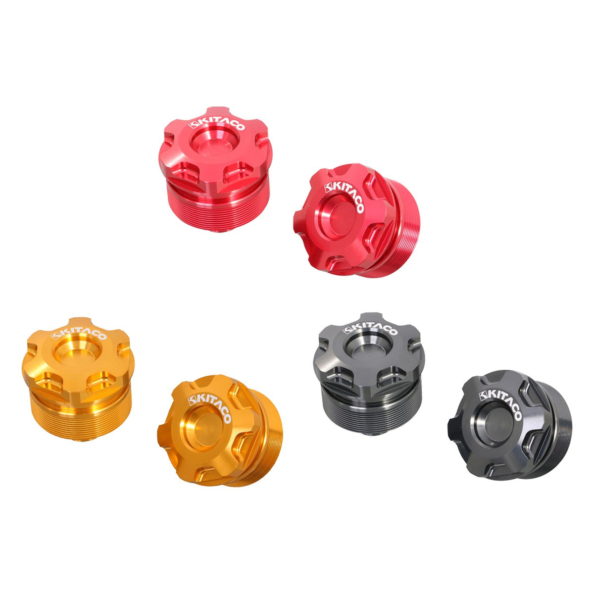 Bouchons supérieurs de fourche alu CNC (paire) — Kitaco — Honda Monkey 125, Dax 125, MSX 125 & Grom (502-1001090)