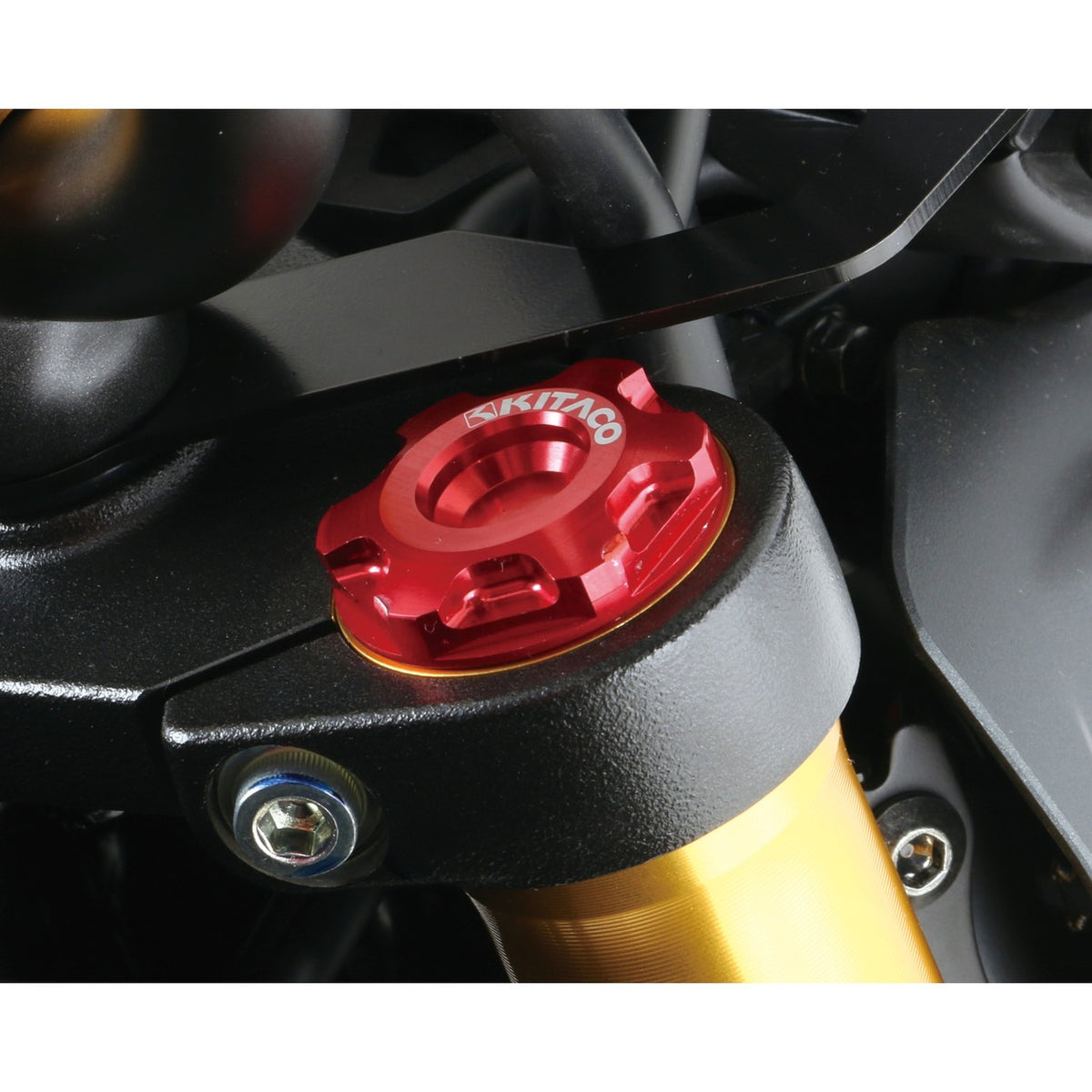 Bouchons supérieurs de fourche alu CNC (paire) — Kitaco — Honda Monkey 125, Dax 125, MSX 125 & Grom (502-1001090)