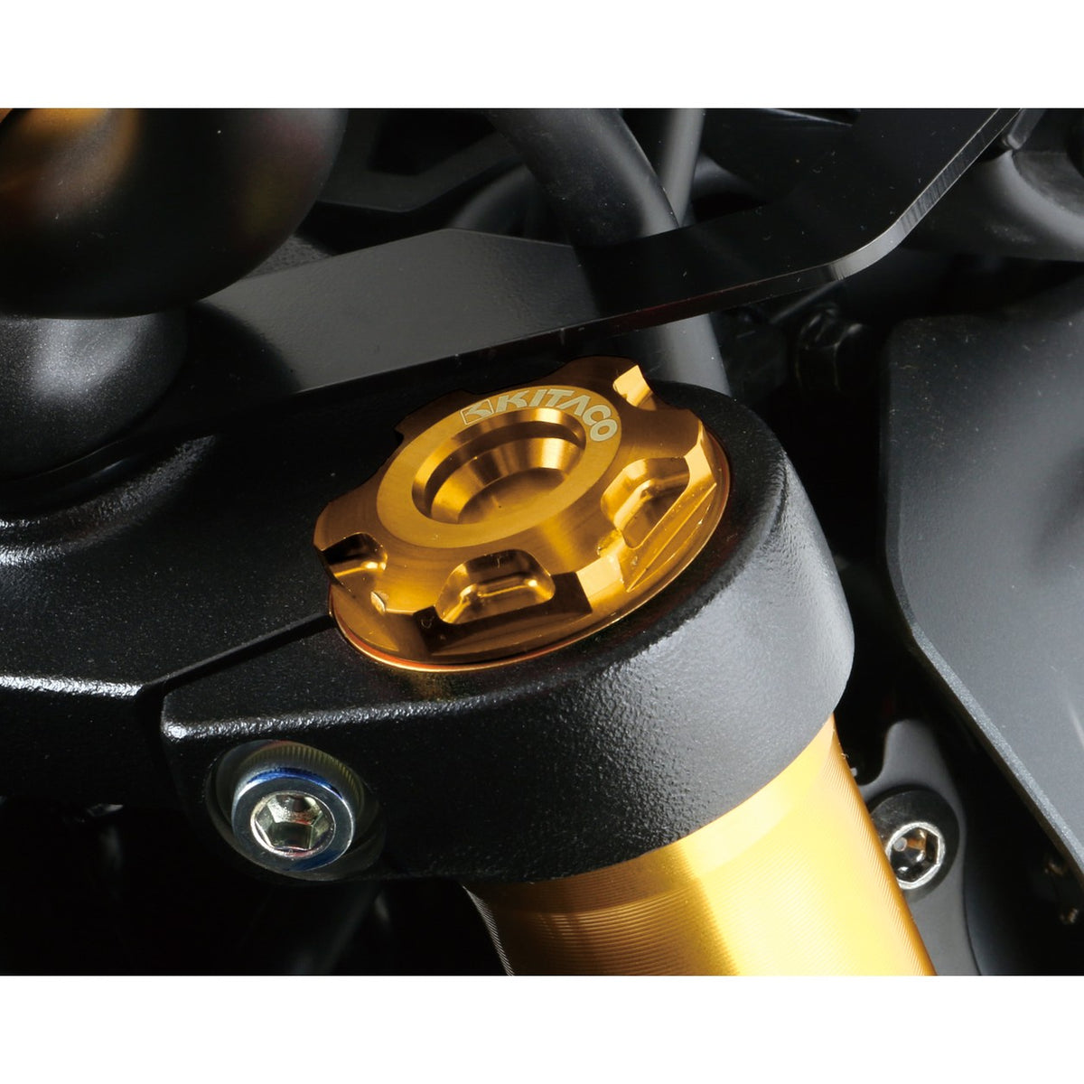 Bouchons supérieurs de fourche alu CNC (paire) — Kitaco — Honda Monkey 125, Dax 125, MSX 125 & Grom (502-1001090)