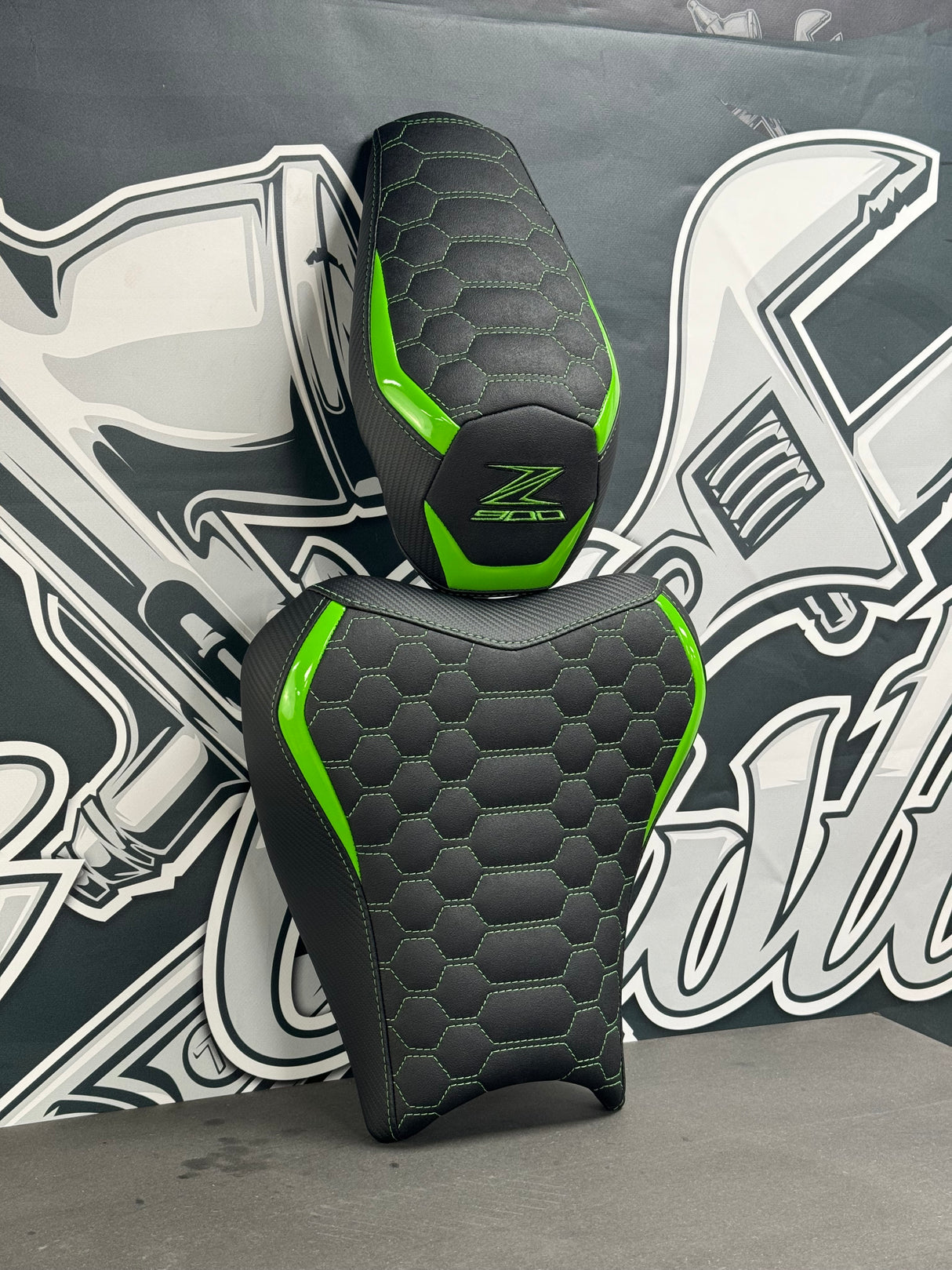Garnissage de selle pilote vert pour KAWASAKI Z 900