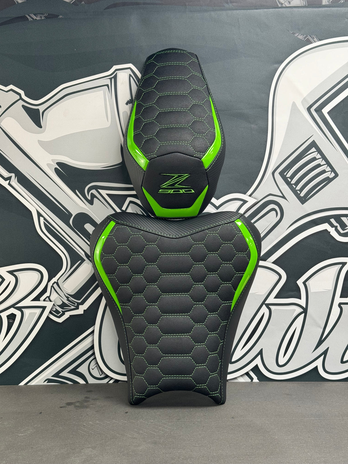 Garnissage de selle pilote vert pour KAWASAKI Z 900