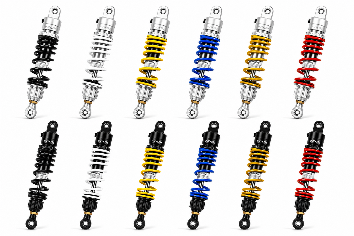 Paire d'amortisseurs arrière réglables RS2 350 mm Off Road — NXR Parts — Honda Monkey 125 JB02 / JB03 / JB05 & Dax 125 JB04 / JB06