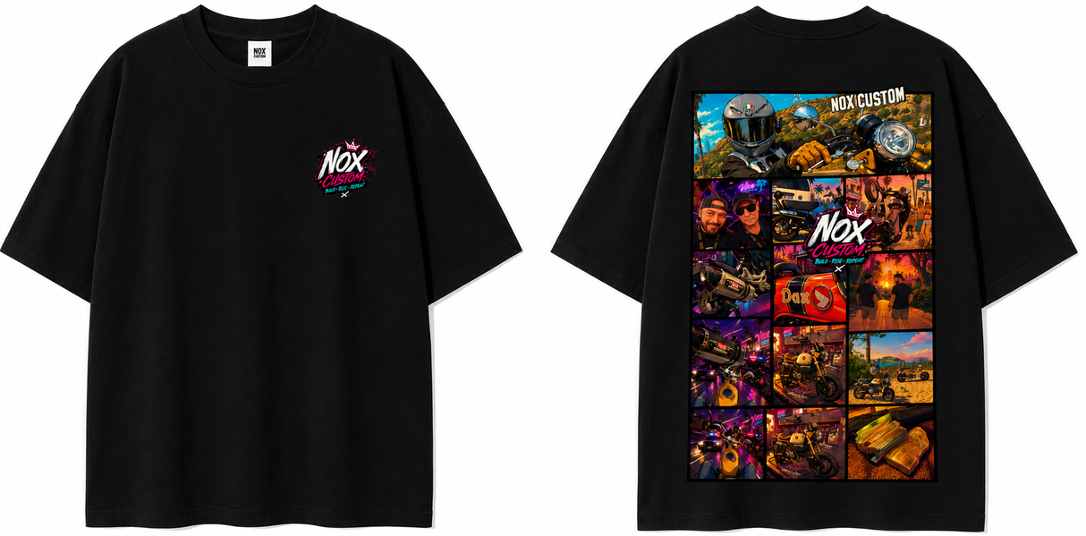 T-shirt Oversized NoxCustom GTA Édition — 100 % coton 300 g/m² (Noir / Rose)