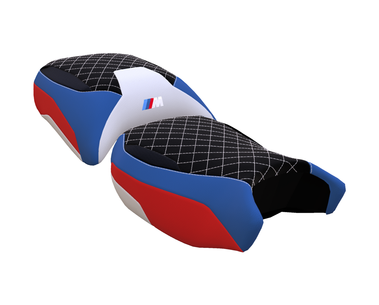 selle BMW 1250 GS2 rouge bleu et noir