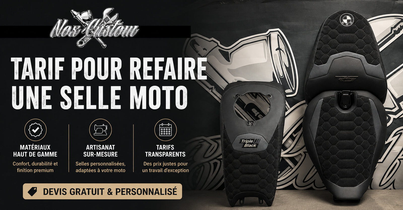 Tarif pour refaire une selle moto chez nox custom en 2026 
