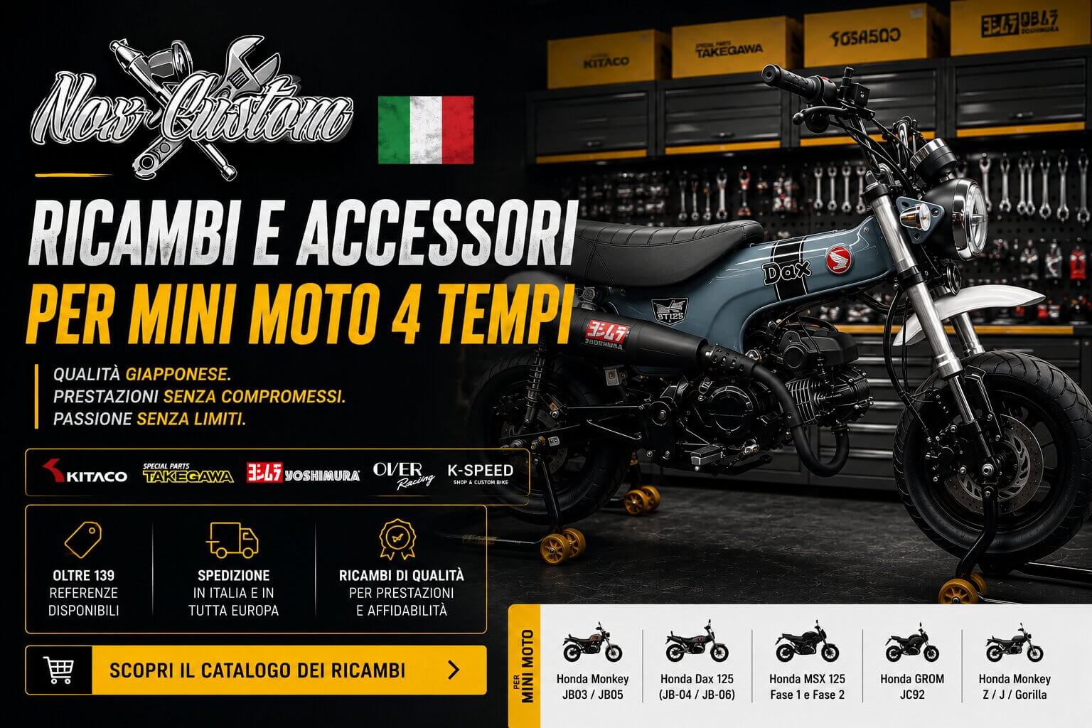 Perché comprare pezzi di Ricambi per mini moto in italia da Nox Custom ?