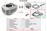 Jeu de joints haut moteur 181cc φ63 Super Head 4V+R — Takegawa — Honda Monkey 125 JB02, MSX 125 & Grom JC61/JC75 (01-13-0123)