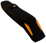 selle BMW CE-04 orangé et noir sur-mesure